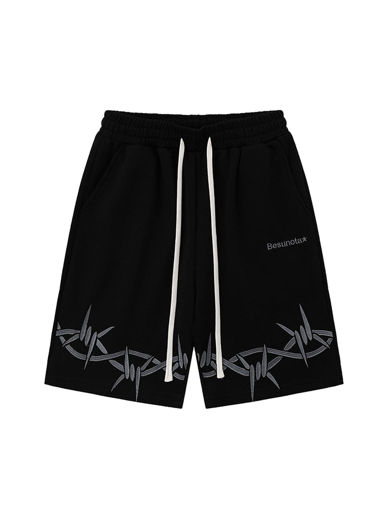 American Thorn Embroidery Casual Shorts