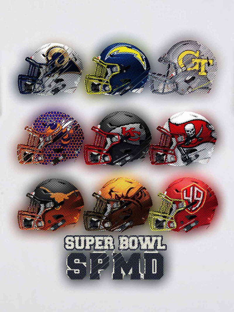 Super Bowl Football Helmet Print T-shirt