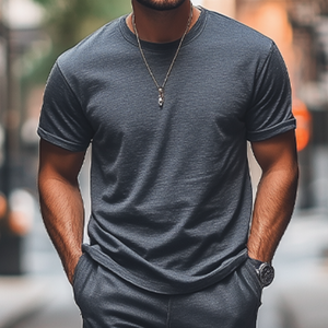 Herren Frühlingsmode Lässig Lose Bambus Baumwolle Gemischt T-shirt Gewölbte Casual Hosen Set