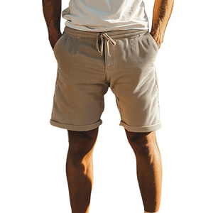 Men's Classic Casual Elastic Waist Corduroy Shorts