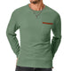 Lässiges Herren-T-Shirt mit Waffelmuster, Rundhalsausschnitt, aufgesetzter Tasche, Slim Fit, Langarm