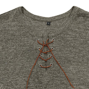 Men's Crew Neck Tie Long Sleeve Outdoor Henley T-Shirt