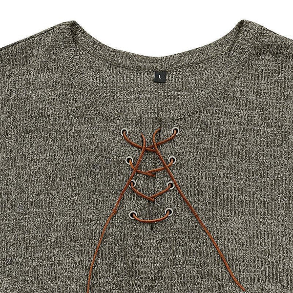 Herren-Henley-T-Shirt mit Rundhalsausschnitt und Krawatte, langärmelig, für den Außenbereich