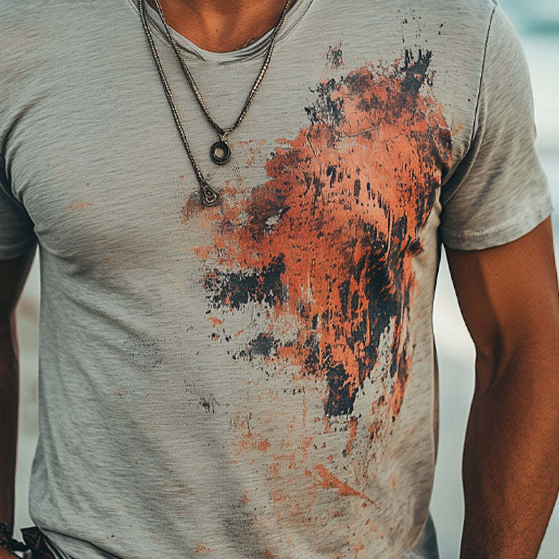 Men's Comfortable And Fashionable Printed Stretch Slim Fit T-Shirt