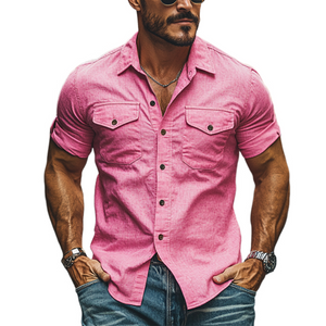 Men's Classic Casual Spring Slim Fit Cotton Short Sleeve Shirt
