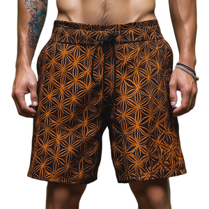 Men's Vintage Casual Flower Of Life Print Drawstring Shorts