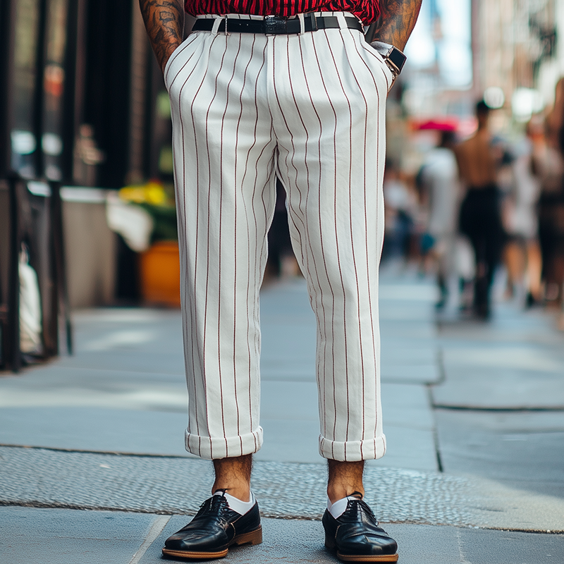 Klassische Retro-Mode-Freizeithose aus Baumwolle und Leinen für Herren
