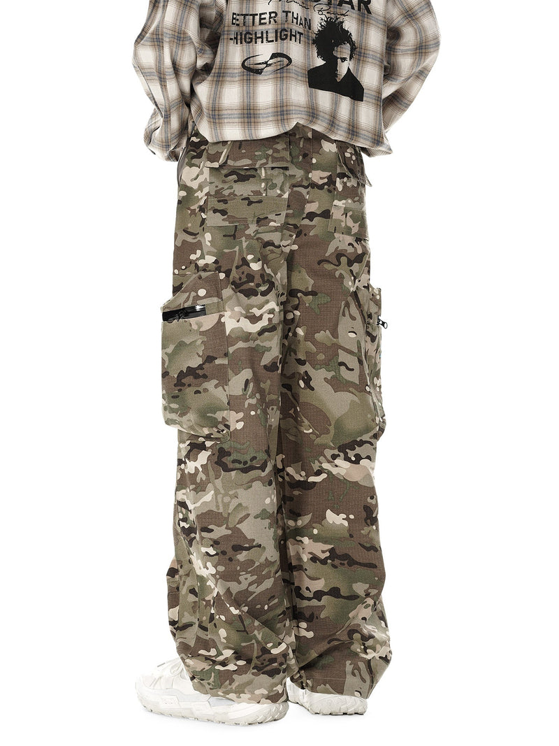 High Street Camouflage Multi-Pocket Woven Pants