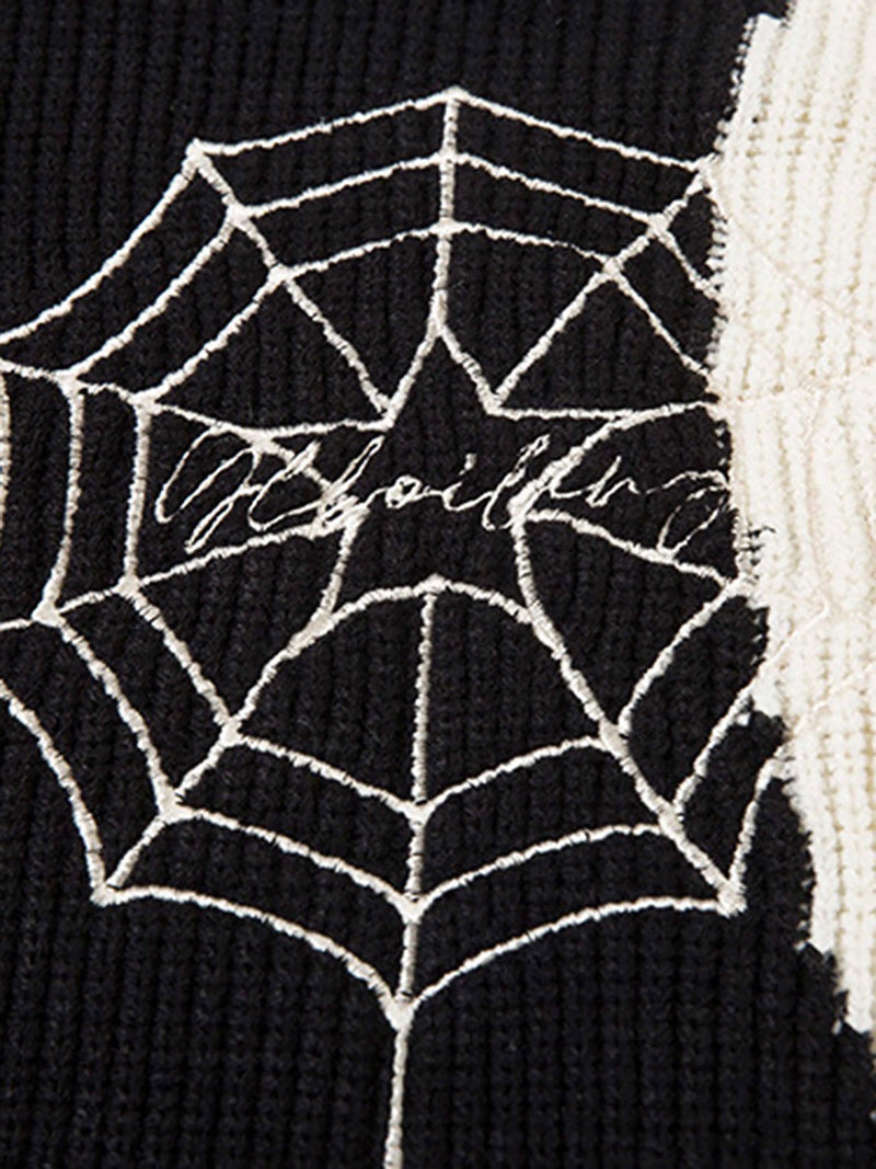 Spider Zip Up Cardigan Sweater