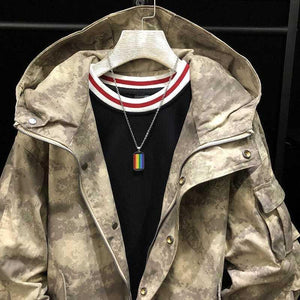 Men's Camouflage Mid-length Hooded Trench Coat