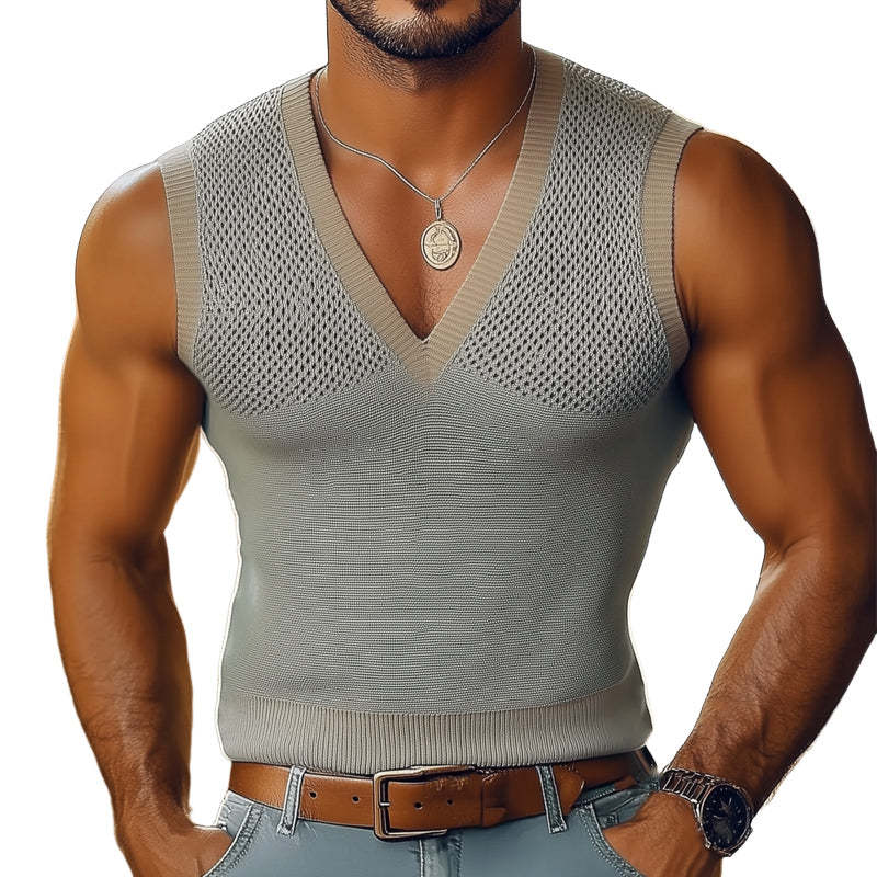 Herren Sommer Basic V-Ausschnitt Dünnes Slim Tank Top