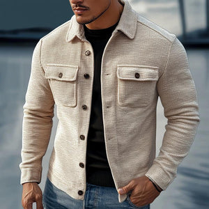 Herrenjacke mit Vintage-Streifen und strukturiertem Revers