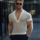 Men's Summer V-neck Hollow Slim Fit Knit T-shirt