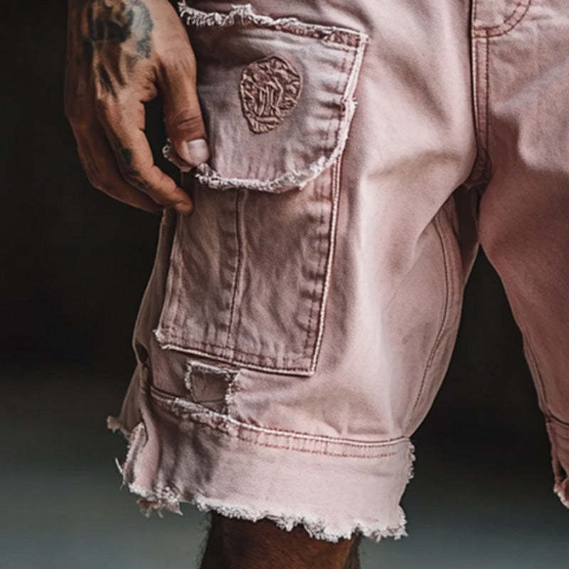 Modische Jeansshorts mit ungesäumten Kanten für Herren