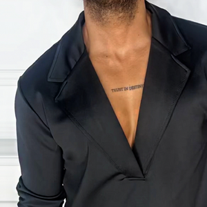 Herren Retro Casual Solid Color Pullover Revers Langarmhemd