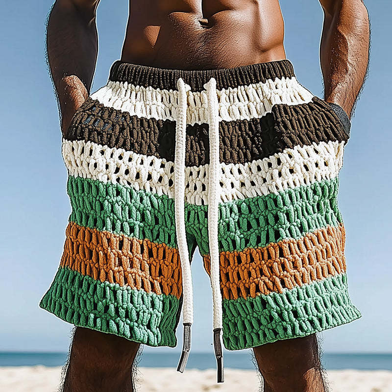 Herren Spring Resort Kontrastgewebte Freizeit-Sportshorts