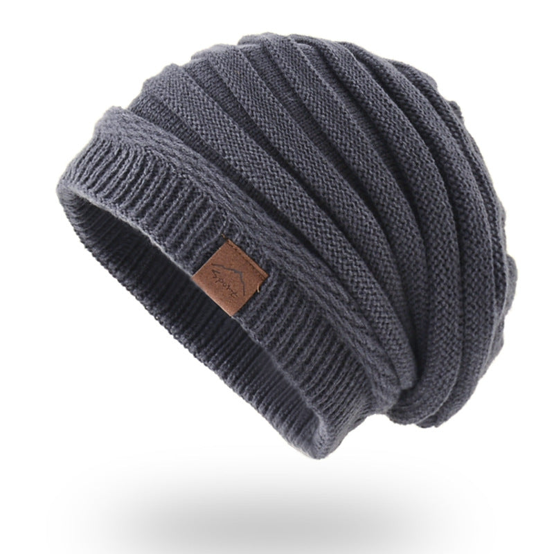 Leather Label Knitted Hat Warm Hat For Men And Women