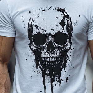 Herren-T-Shirt mit Rundhalsausschnitt und kurzen Ärmeln im Retro-Stil und Totenkopf-Print