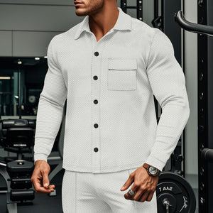 Lässige Herren-Hemdjacke mit Twill-Revers, einreihig, langärmelig