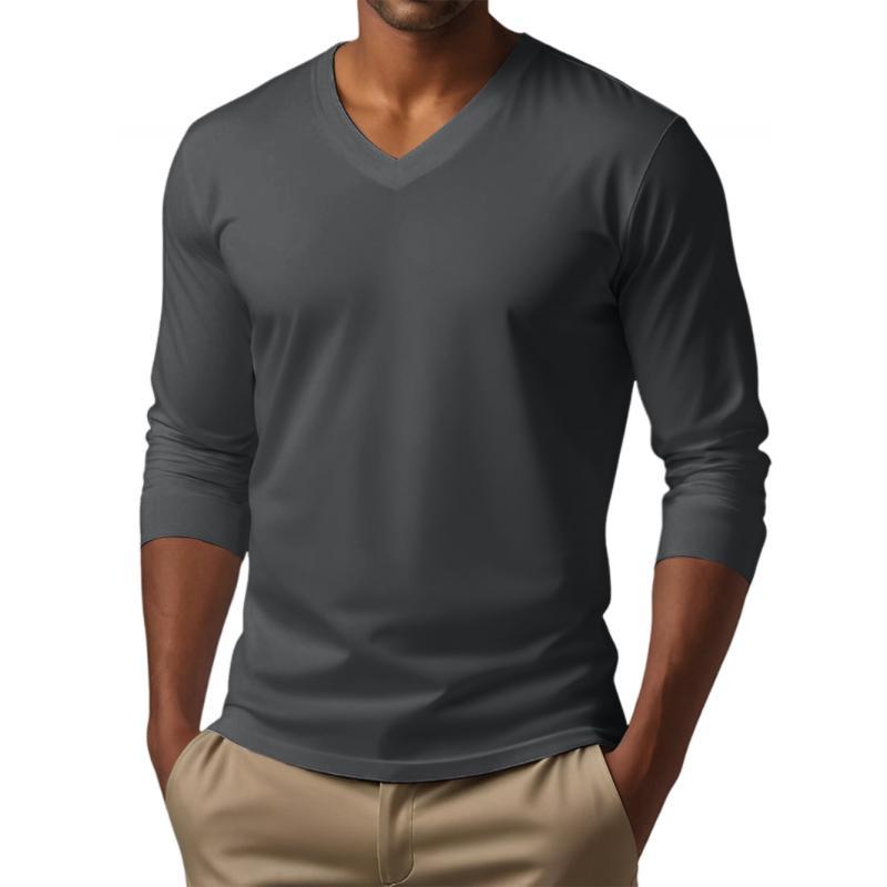 Lässiges Herren-T-Shirt mit V-Ausschnitt und schmaler Passform aus Baumwollmischung