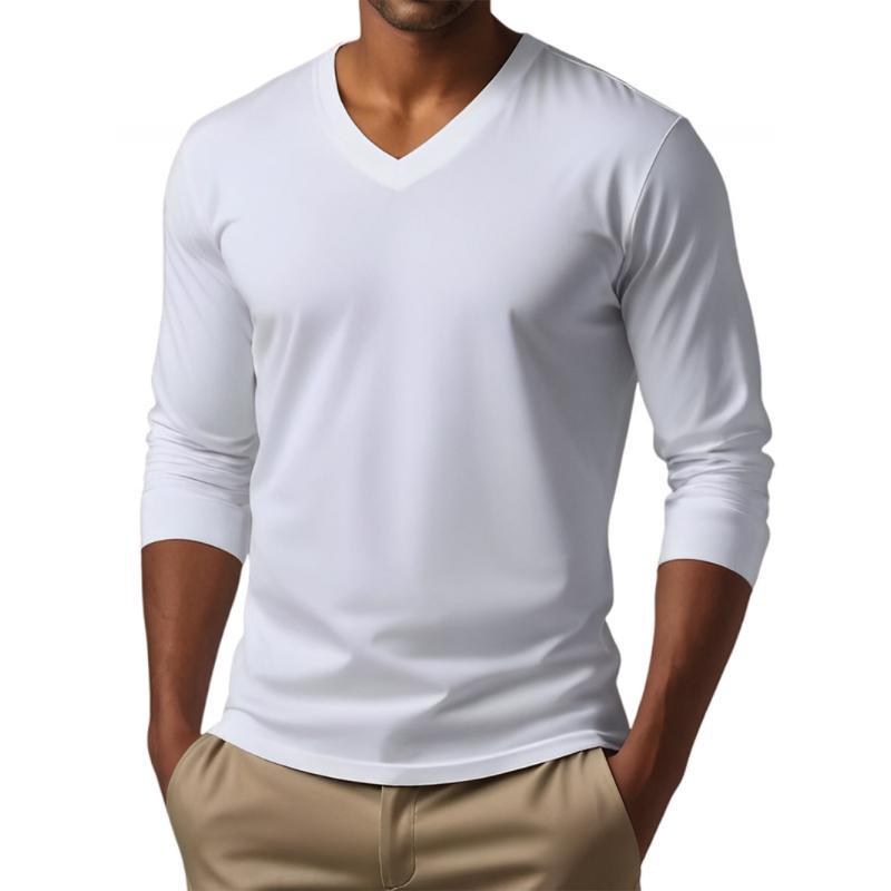 Lässiges Herren-T-Shirt mit V-Ausschnitt und schmaler Passform aus Baumwollmischung