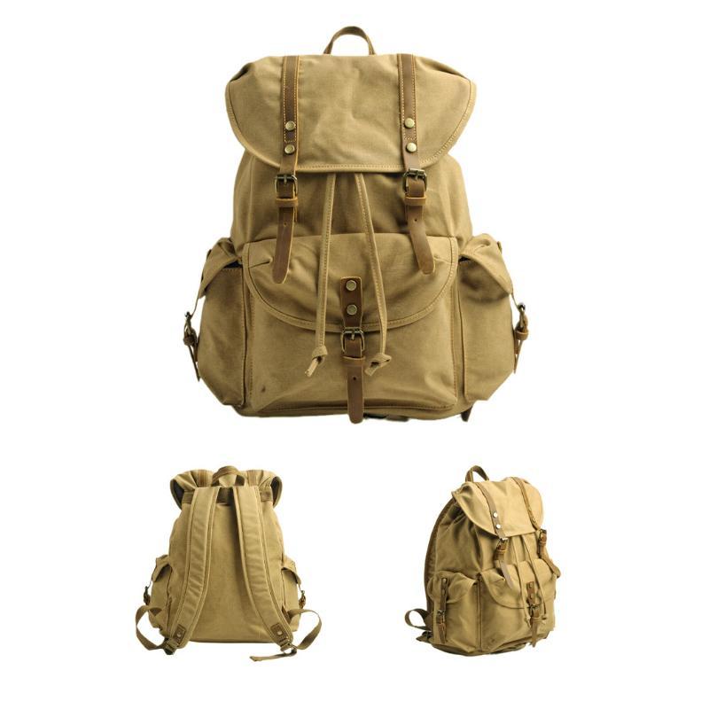 Men's Retro Outdoor Large Capacity Multi-Pocket Canvas Backpack