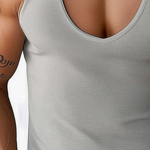 Herren Sommer Basic Einfarbiges Tanktop mit tiefem V-Ausschnitt