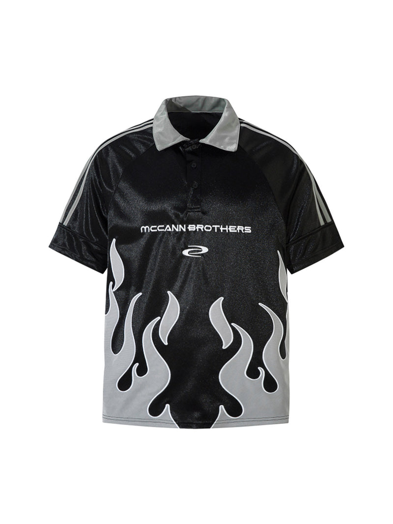 Street Flame Embroidery POLO T-Shirt