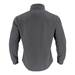 Herren-T-Shirt mit kleinem quadratischem Stehkragen und halbem Reißverschluss und langen Ärmeln