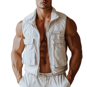 Men's Simple Solid Color Cargo Vest