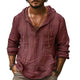 Herren-Vintage-Kapuzenpullover aus Baumwolle und Leinen mit Brusttasche