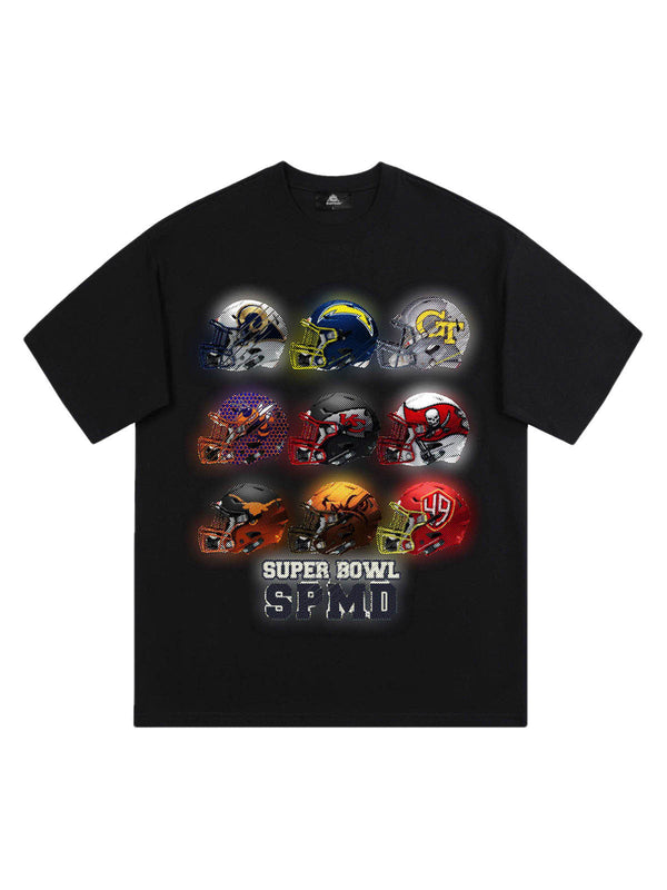 Super Bowl Football Helmet Print T-shirt