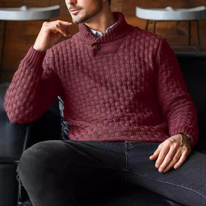 Lässiger Jacquard-Strickpullover mit Revers für Herren