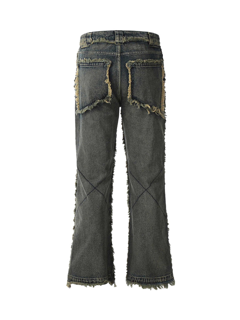 Old Raw Hem Straight Leg Micro Flare Jeans