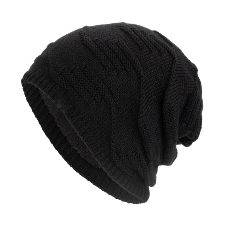 Warme Vintage-Strickmütze mit Plüschfutter für Herren