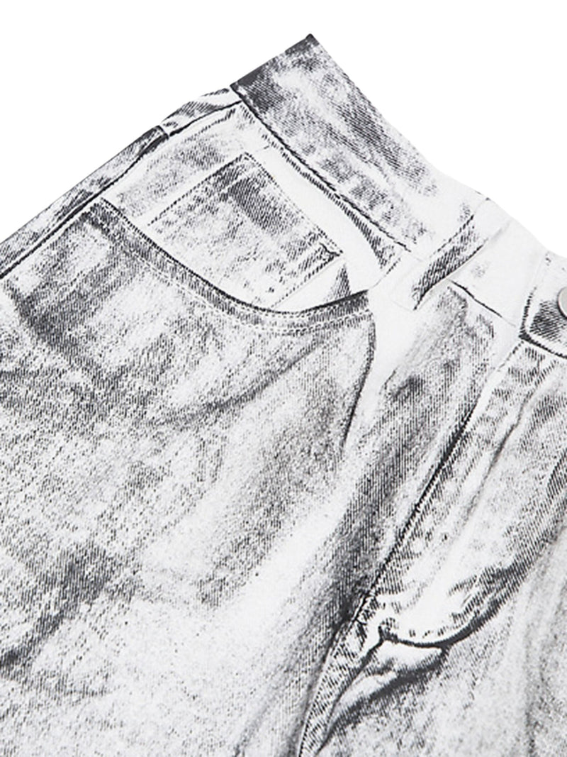 Wasteland Style Niche Design Dirty White Loose Jeans