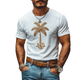 Lässiges Herren-T-Shirt mit Kokosnussbaum-Stickerei, Baumwolle, Rundhalsausschnitt, schmales Kurzarm-T-Shirt
