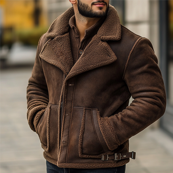 Men's Outdoor Vintage Distressed Warm Windproof Suede Jacket