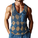 Herren-Tanktop mit Rundhalsausschnitt und Vintage-Diamantmuster