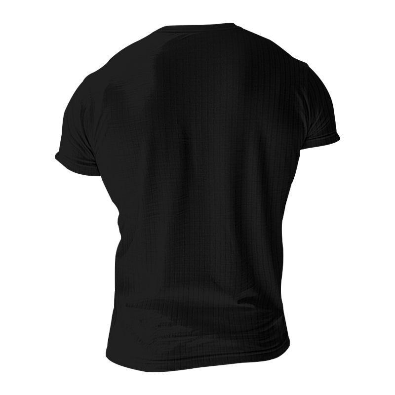 Men's Casual Stretch Knit Short Sleeve Henley T-Shirt