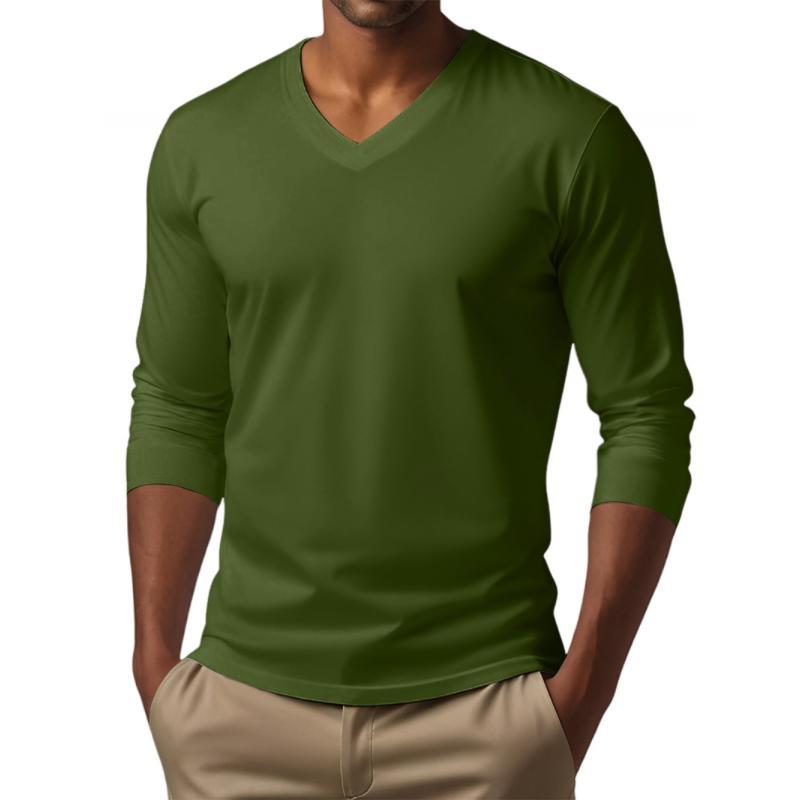 Lässiges Herren-T-Shirt mit V-Ausschnitt und schmaler Passform aus Baumwollmischung