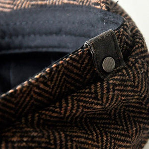 Herren-Baskenmütze aus Wolle im Vintage-Fischgrätenmuster