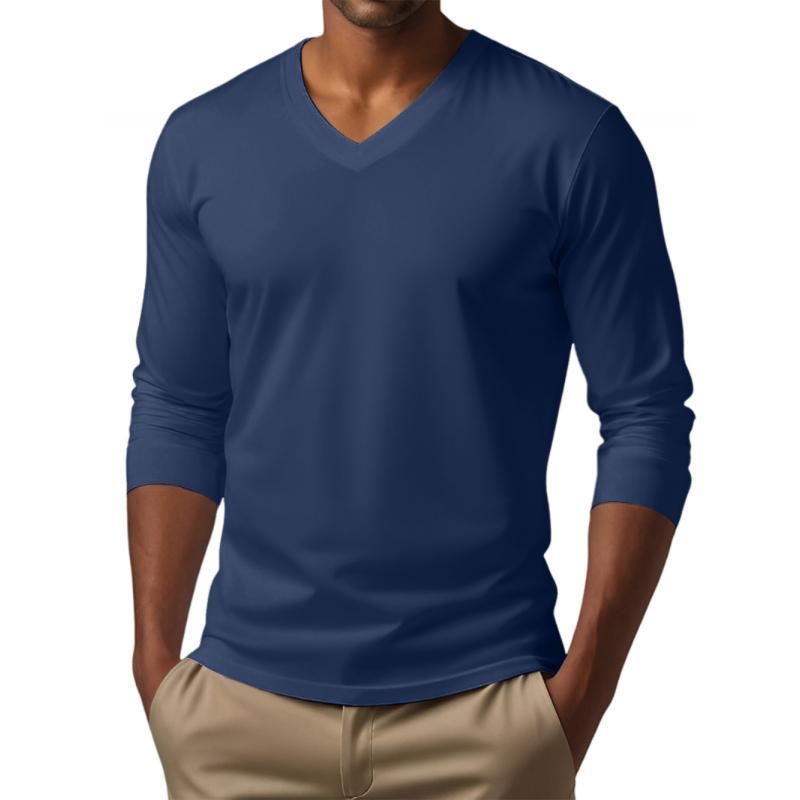 Lässiges Herren-T-Shirt mit V-Ausschnitt und schmaler Passform aus Baumwollmischung