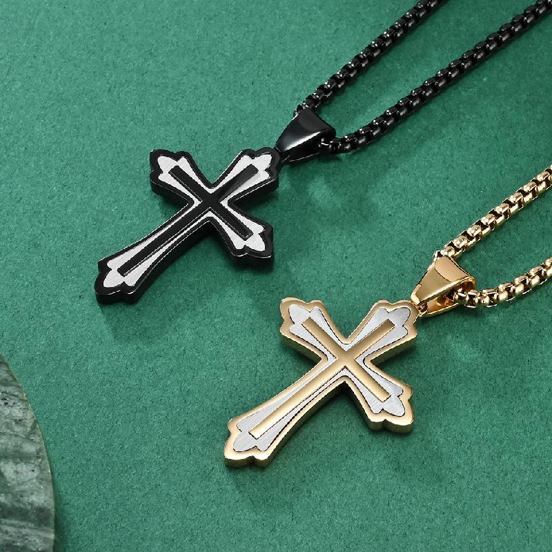 Retro Casual Color Matching Cross Necklace