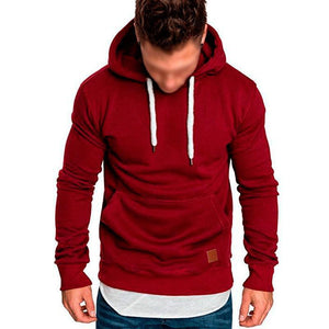 Men's Casual Solid Color Long Sleeve Hooded Sweatshirt
