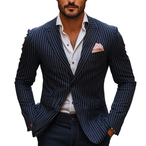 Men's Striped Casual Single Breasted Blazer