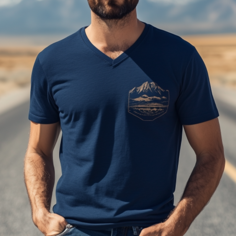 Men's Casual V-Neck Yellowstone Park Series Printed Cotton Short Sleeve T-Shirt