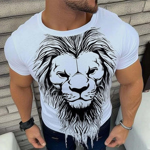 Herren Sommermode Kurzarm-T-Shirt mit Tiger-Print