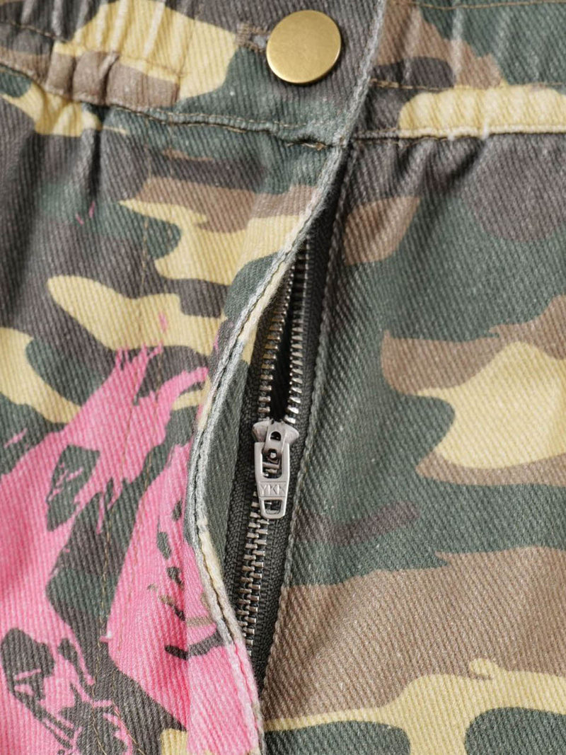 Floral Camouflage Multi Pocket Cargo Pants