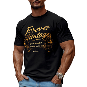 Herren-T-Shirt aus Baumwolle mit Buchstaben-Print und kurzen Ärmeln